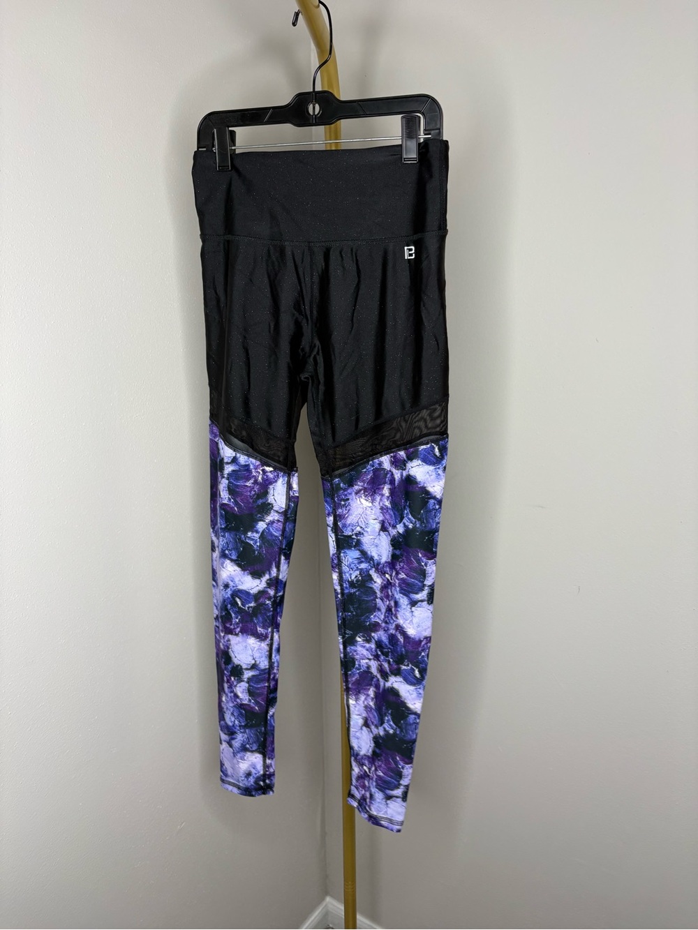 Black & Purple Floral High-Waist Leggings